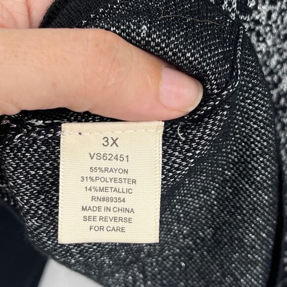 Adrienne Vittadini Sparkly Womens Sweater Sz 1X Holiday Keyhole Ombre Metallic - Picture 8 of 9